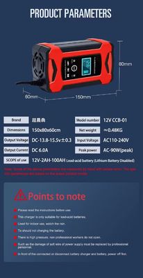 Máy kiểm tra pin màn hình màu LCD cho xe máy Xe hơi SUV Xe tải Khô chì axit AGM GEL SLA