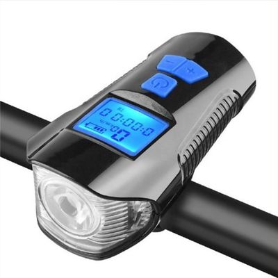 Đen USB sạc xe đạp Mặt trước đèn pin tay lái xe đạp Đầu đèn tốc độ lcd màn hình