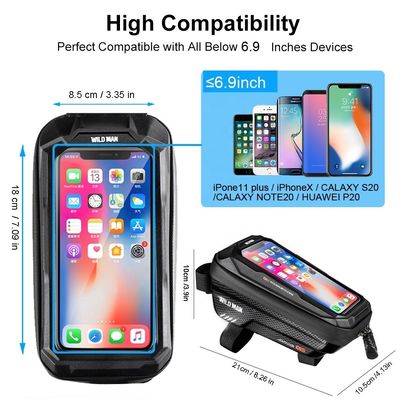Bộ khung ống phía trước xe đạp túi tay lái xe đạp với 1L Capacity Waterproof Phone Mount